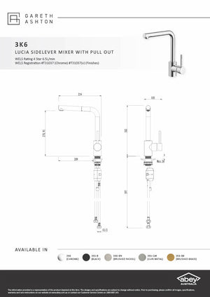 Gareth Ashton 3K6-BB Lucia Brushed Brass Goose Sidelever Mixer