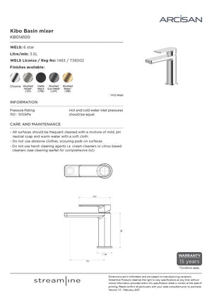 Arcisan KB014100 Kibo Basin Mixer