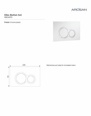 Arcisan SY04184 Synergii Wall Faced Pan, in-wall Cistern, Kibo Flush Panel with Slim Line Seat