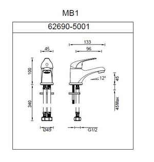 Abey MB1 Mixmaster 35mm Cast Basin Mixer