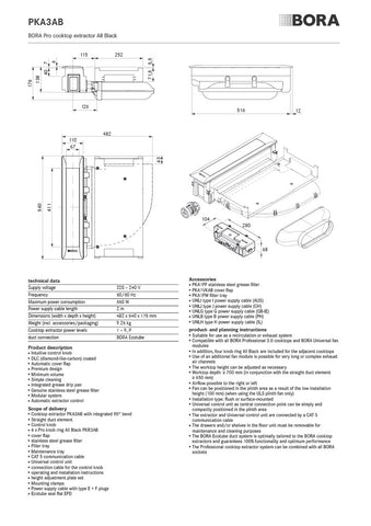BORA PKA3AB-C Professional 3.0 All Black Cooktop Extractor
