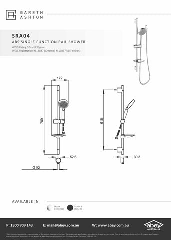 Gareth Ashton SRA04 Round Sliding Rail Shower