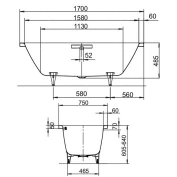 Kaldewei 01-130 Centro Duo 1 1700mm Bath