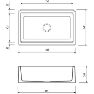 Oliveri ST-WH1584U Santorini White Farmhouse Undermount Sink