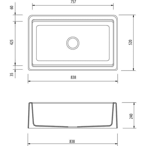 Oliveri ST-WH1584U Santorini White Farmhouse Undermount Sink