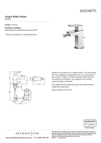 Zucchetti ZIN311 Jingle Bidet Mixer