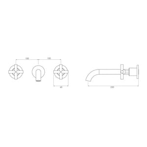 Arcisan AX08220 Axus Cross Wall Mount Basin Set - 220mm Spout