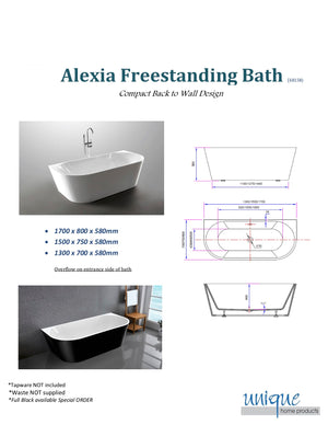 Unique 6815b-1500 Alexia 1500mm Freestanding Bath