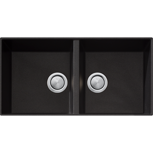 Oliveri ST-BL1563U Santorini Black Double Bowl Undermount Sink