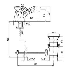 Zucchetti ZAG605 Agorà Twin Handle Bidet Tap Set