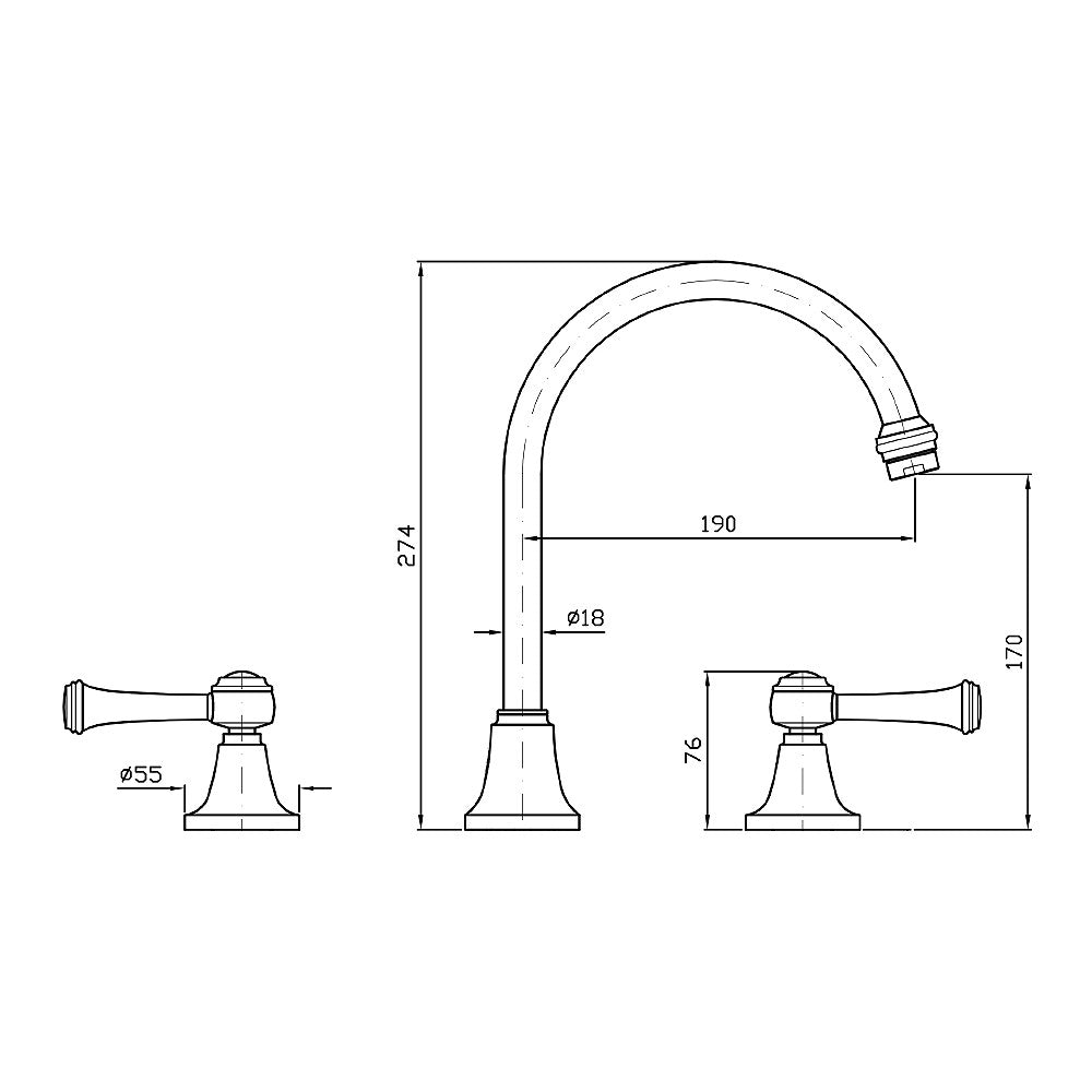 Zucchetti ZAL356 Agorà Classic Basin Set with Chrome Lever handles and ...